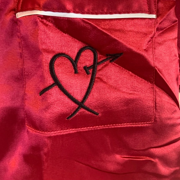 Dark pink satin 2 piece short pajama set (only one set for sale) - Picture 3 of 12